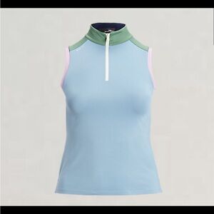 NWT RLX Ralph Lauren Tricolor Womens Sleeveless Golf Polo Size Large